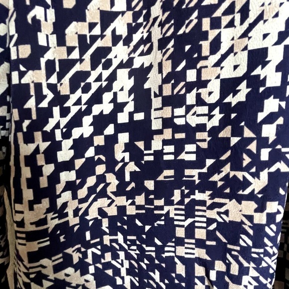 Tyler Boe Silk Long Line Button‎ Popover Tunic Top Size S Blue Cream Beige - Picture 6 of 10